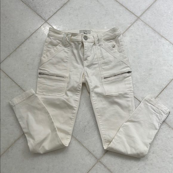JOIE Cream Cargo Pants with Zipper Pockets 24